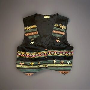 Vintage Instyle Embroidered Vest Horse Charms Boho Western Festival India